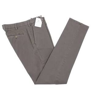 NEW LUIGI BORRELLI NAPOLI men's slim-fit cotton pants in mossy olive green